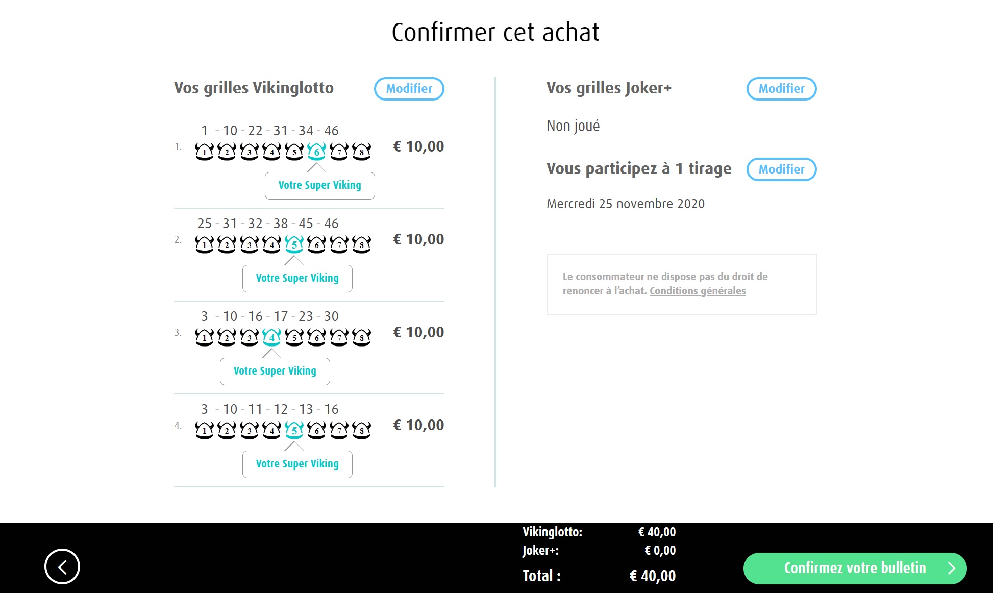 Quel est le coût d'une participation au VikingLotto ?