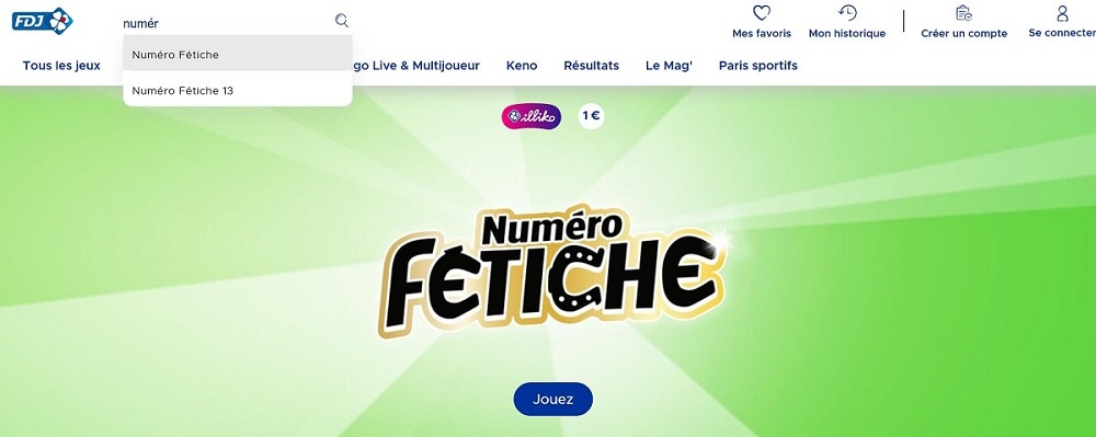 Où accéder au Numéro Fétiche sur FDJ.fr ?