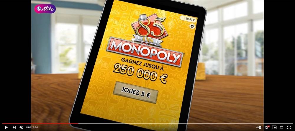 Publicité vidéo Monopoly FDJ sur Youtube.
