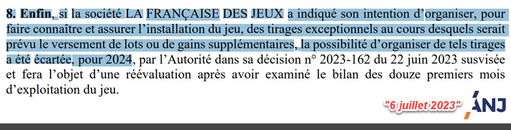 Interdiction de mentionner des concepts de « revenus » ou « rente » dans la communication pour EuroDreams.