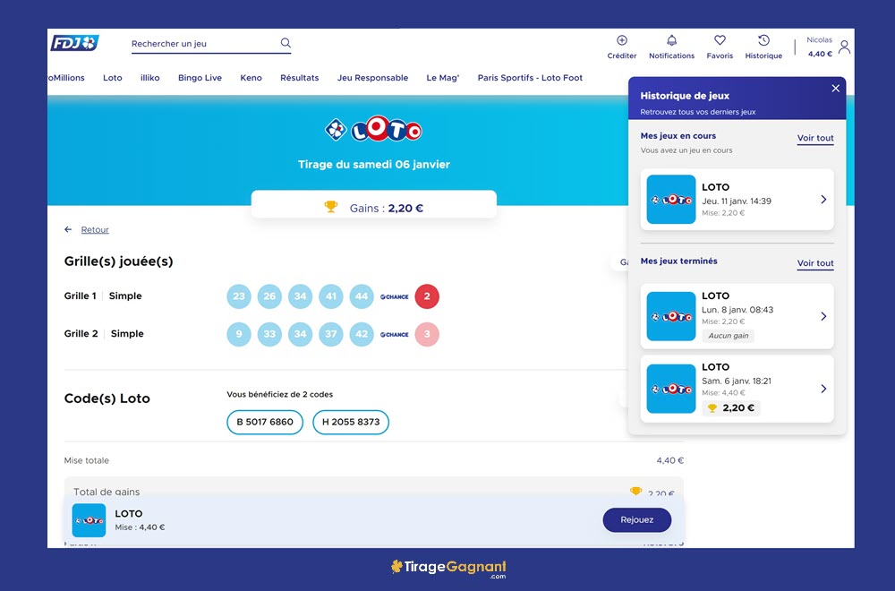 Si le jackpot est partagé uniquement entre les joueurs ayant trouvé les 5 bons numéros avec le N° Chance, sachez qu'il existe plusieurs niveaux de gains à partir de la simple découverte du N° Chance<em>(2,20€, pour un remboursement).</em>