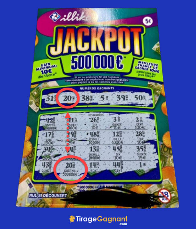 Le ticket Jackpot a permis à un joueur de remporter la somme de 500 000€.