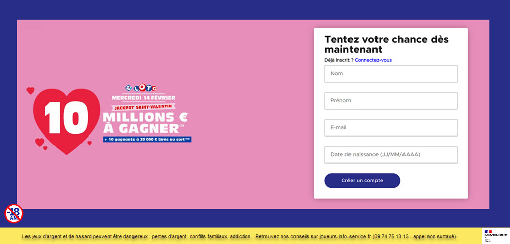 Inscription et jeu pour le Loto de la Saint-Valentin
