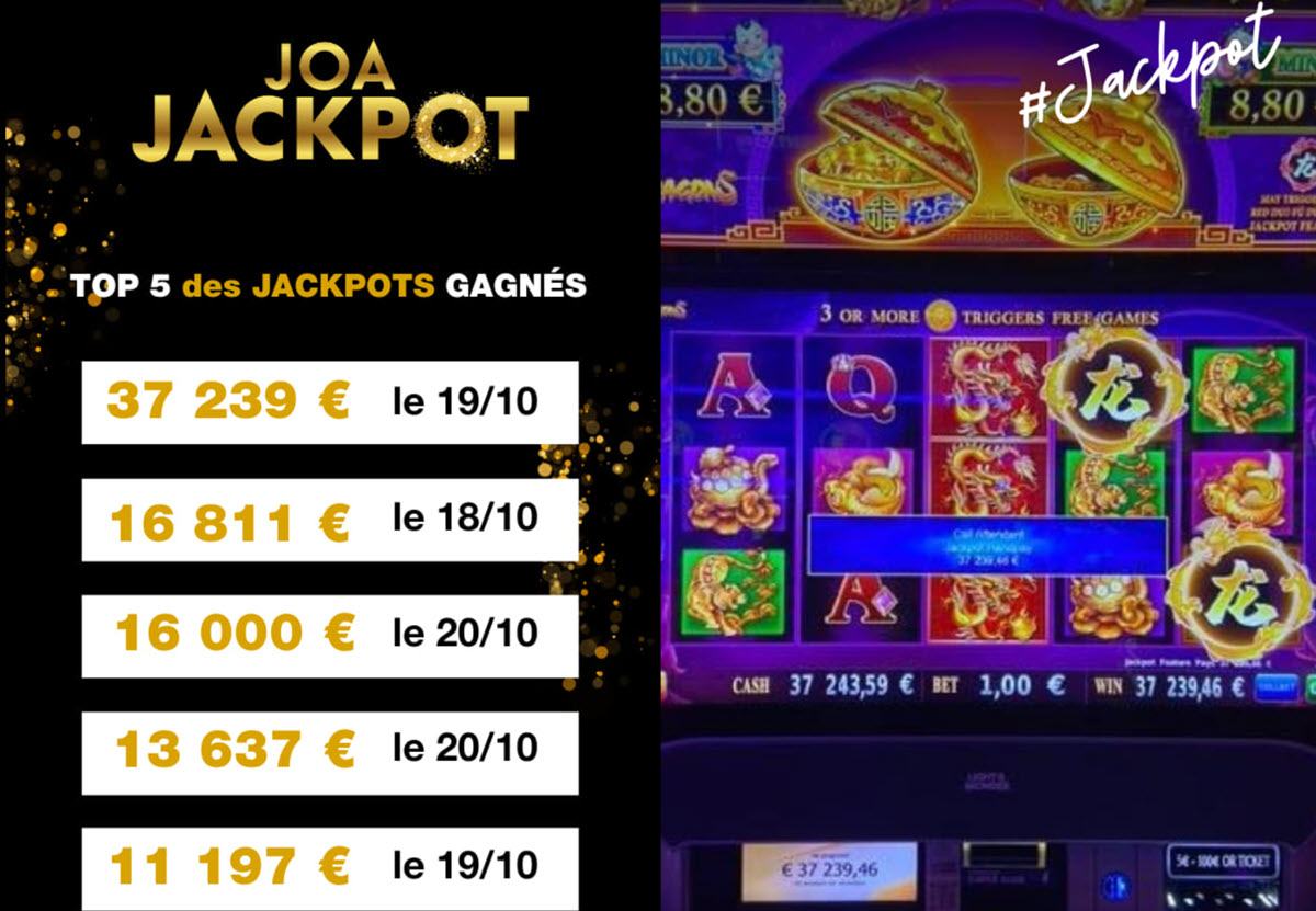 Les jackpots encadrés au Casino de Bagnoles de l’Orne en octobre 2024