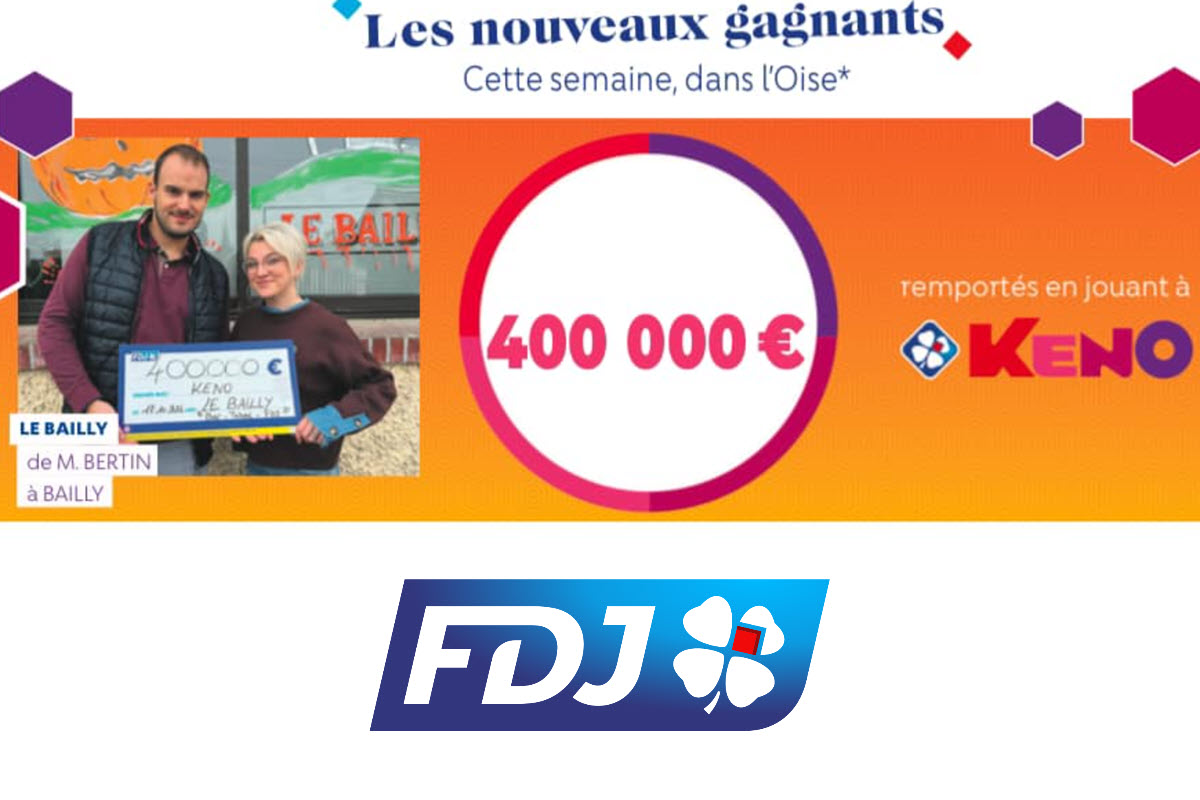 Keno FDJ : un joueur remporte 400 000€ à Bailly dans l'Oise, un gain exceptionnel !