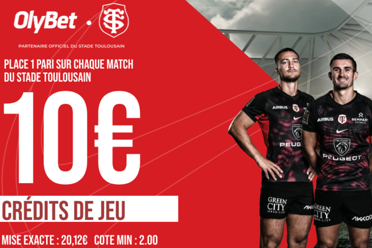 sont spécialement réservés aux lecteurs de oly-bet-es.com et aux fans du Stade Toulousain. En utilisant le code « <em>ST15</em> », vous bénéficiez du <strong>bonus d'accueil de 100€</strong>  sur votre premier pari perdu, mais aussi <strong>15€ offerts dès votre premier dépôt</strong> , ce qui représente un total de 115€ de bonus en freebets à l'ouverture de votre compte Olybet en 2025 !