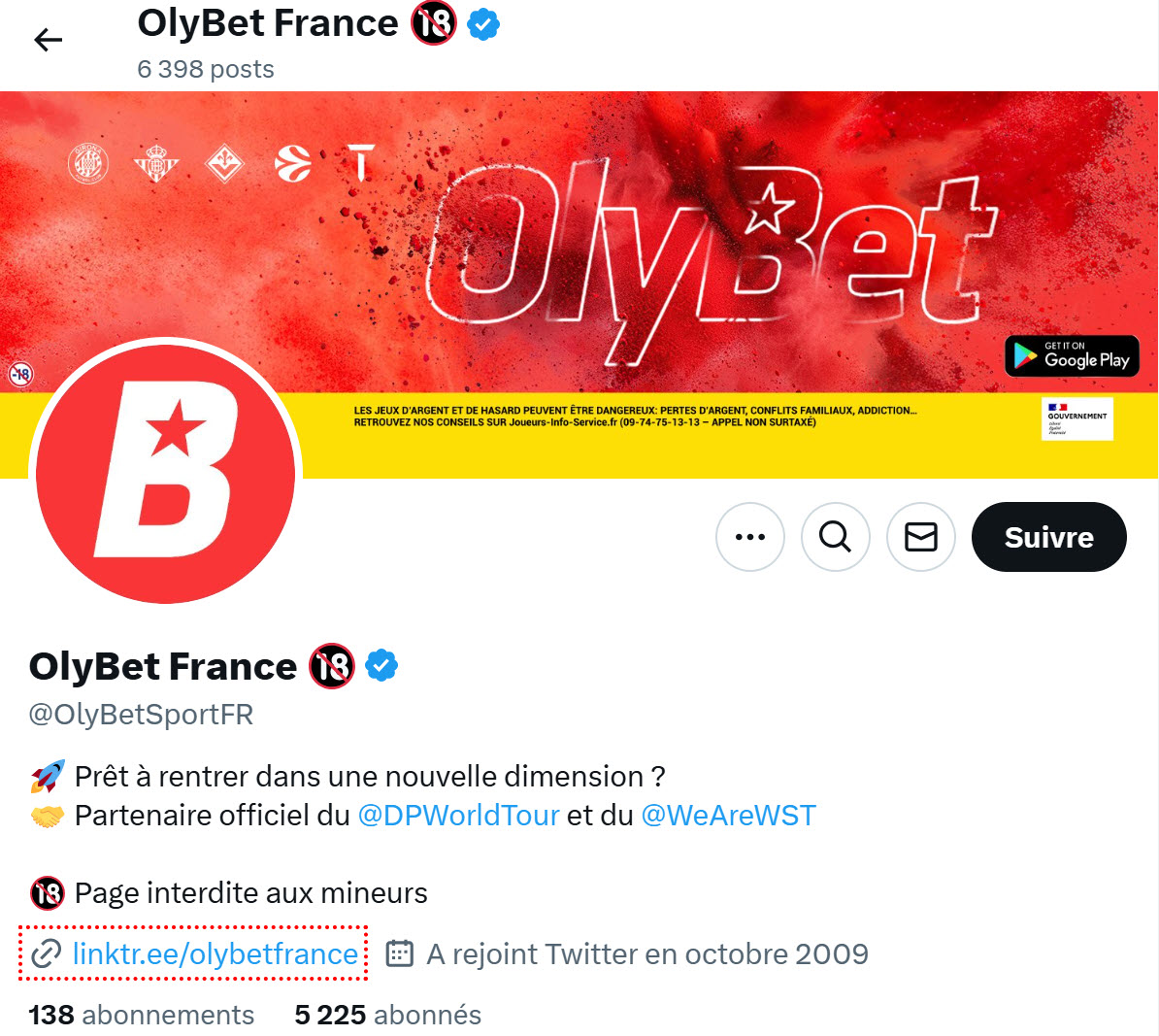 Olybet sur le réseau social X (anciennement Twitter)