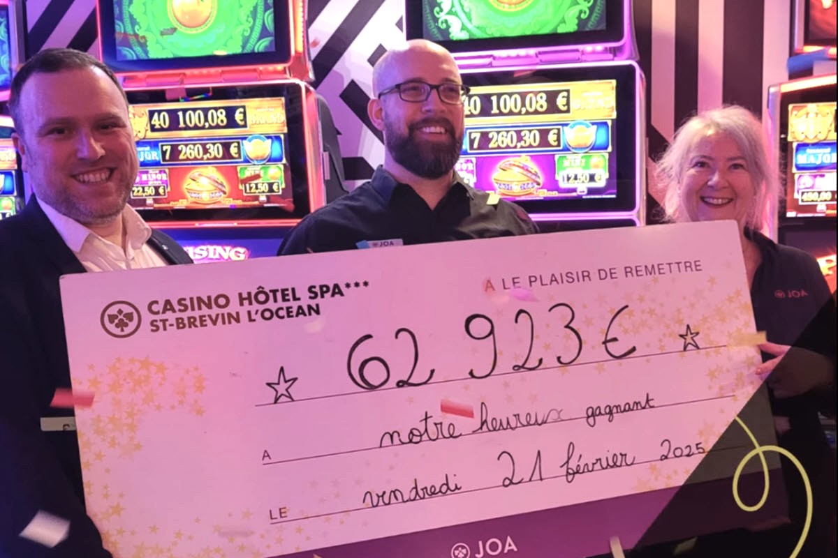 Un gain exceptionnel de 62 900€ a été réalisé sur la machine à sous Endless Treasure au Casino de Saint-Brévin.