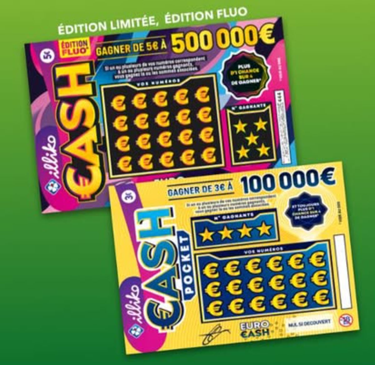 Voici un aperçu des premiers visuels des nouveaux tickets CASH qui sortiront en juin 2025.