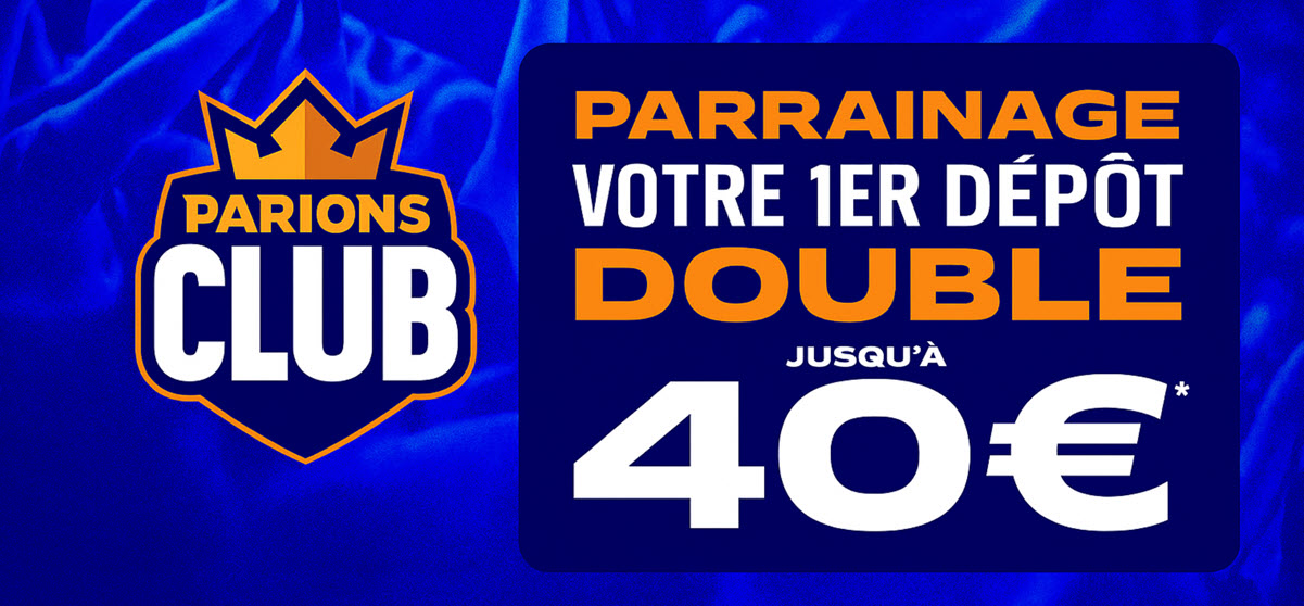 En tant que filleul, vous avez la possibilité de gagner 40€ de paris gratuits sur Parions Sport.